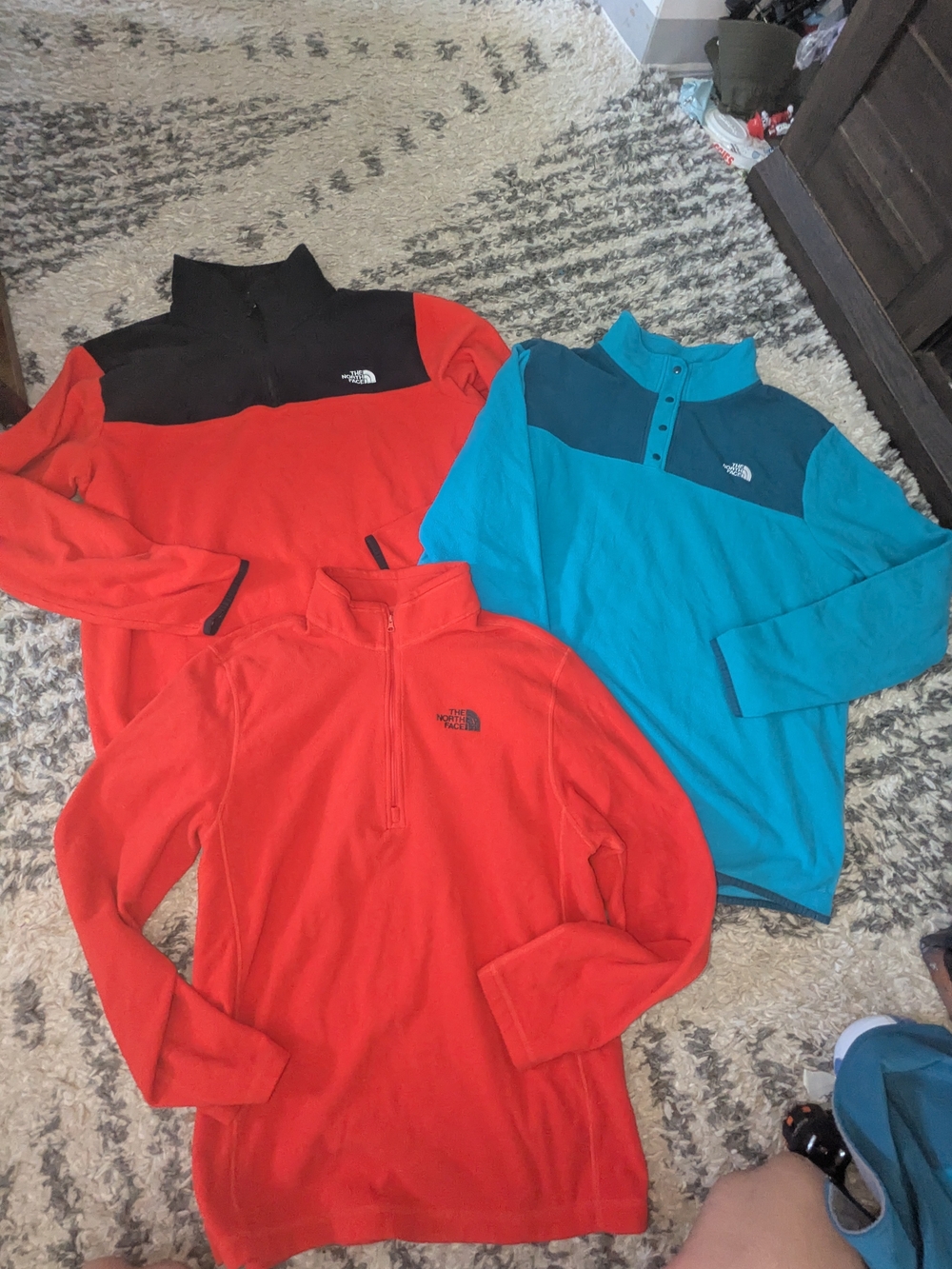 The North Face Men's Quarter-Zip Fleece Sweater - Red & Teal Options